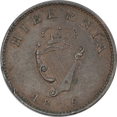 3.fu.IRLANDIA, JERZY III, FARTHING 1806