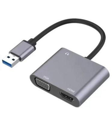 Adapter Przejściówka USB-A 3.0 na HDMI VGA JACK 2K