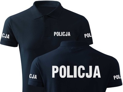 Mundurowa koszulka bawełniana polo nadruk POLICJA
