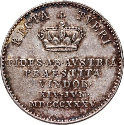 Austria, Ferdynand I, żeton 1835 roku, Hołd Stanów Dolnej Austrii