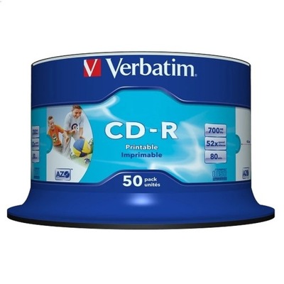 VERBATIM CD-R 700MB 52X AZO PRINTABLE CAKE*50, 43438