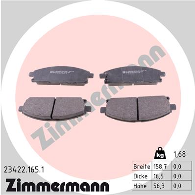 ZIMMERMANN 23422.165.1 КОЛОДКИ ТОРМОЗНЫЕ