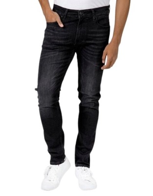Spodnie męskie jeansowe zwężane JEANS czarne 28/30