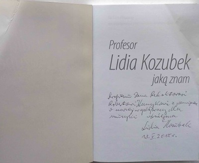 Autograf - Profesor Lidia Kozubek - Jaką Znam