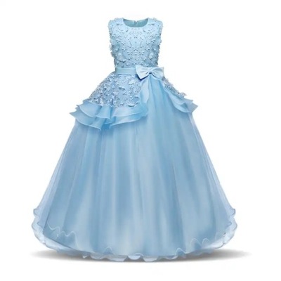 Sukienka dla dziewczynki błękitna wizytowa długa maxi do ziemi 146