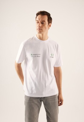 T-shirt biały bawełniany z nadrukiem Pier One XXL