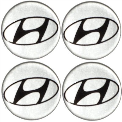 Naklejki na kołpaki emblemat Hyundai 55mm sreb sil