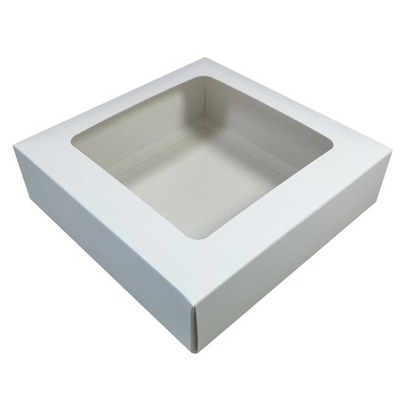 Białe pudełko na prezent 20x20x6cm okienko