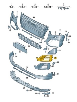 РЕШЕТКА ЗАГЛУШКА БАМПЕРА ПЕРЕД ЛЕВАЯ AUDI Q2 ASO