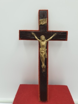 Krzyż z drewna Jezus ukrzyżowany antyk Francja
