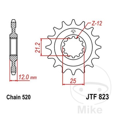 ЗУБЧАТКА ПЕРЕДНЯЯ JT F823-14, 14Z, РАЗМЕР 520