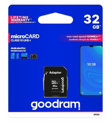 Karta pamięci GOODRAM microSDHC 32GB CL10 ADAPTER