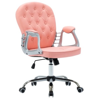 Obrotowe krzesło biurowe, różowe, sztuczna skó