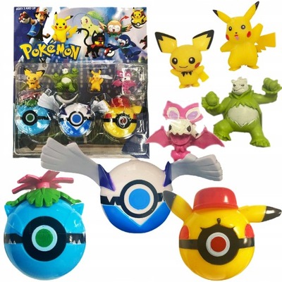 Figurki Pokemon Go Zestaw Pokeball Kule 7w1 Pikachu Na Prezent Dla Dziecka