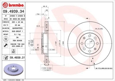 DISKAI STABDŽIŲ PRIEK. BREMBO 09.4939.34 09493934 