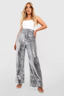 BOOHOO PLUS PROSTE CEKINOWE SPODNIE 8XL