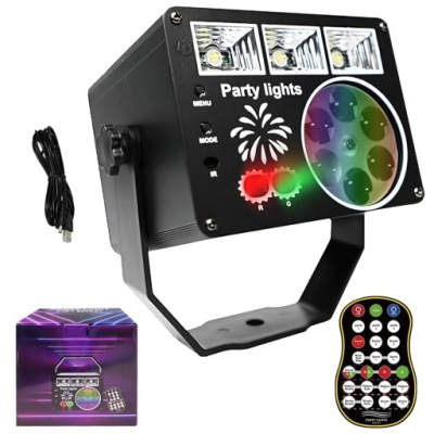 PROJEKTOR ŚWIATŁA DYSKOTEKOWE LAMPY DISCO DJ OŚWIETLENIE IMPREZOWE LED RGB