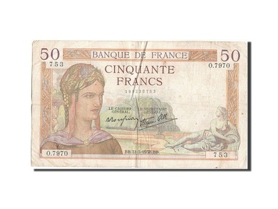 Banknot, Francja, 50 Francs, Cérès, 1938, 1938-03-