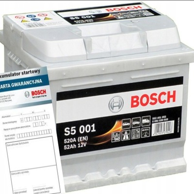 BATERÍA BOSCH S5 52 AH 520A S 5001 SILVER POWERFRAME PROD 2023  