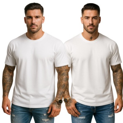 KOSZULKA MĘSKA W KOLORZE BIAŁYM - T-SHIRT LOOSE FIT - 100% BAWEŁNA XXL