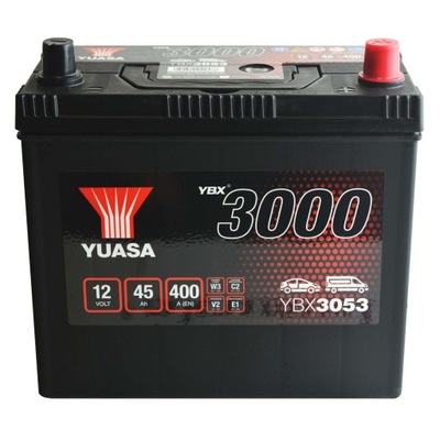 BATTERY YUASA YBX3053, 45AH, 45 AH, 400A, 238X129X223, P+  