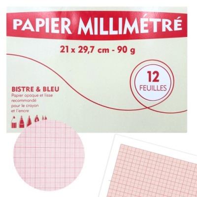 PAPIER MILIMETROWY 21X29,7CM 90G 12 ARKUSZ KARTEK