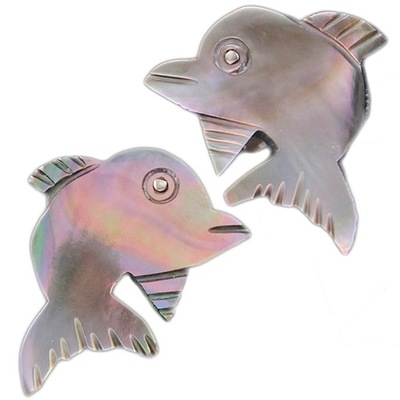 VERSIL kolczyki muszla delfin delfinki SREBRO 925