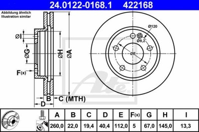 DISCS BRAKE FRONT ATE 24.0122-0168.1  