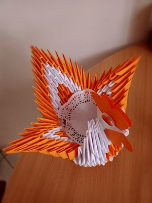 ORIGAMI MODUŁOWE 3D kurka KURA pomarańczowa