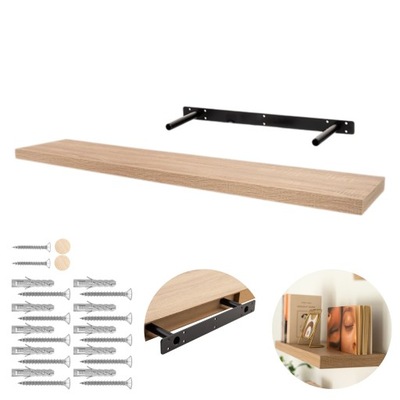 PÓŁKA WISZĄCA ŚCIENNA NA KSIĄŻKI SAMOWISZĄCA 118 x23CM HYLLY DĄB SONOMA MDF