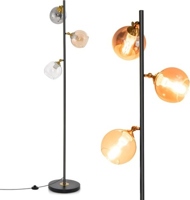 Lampa podłogowa, 3-punktowa lampa podłogowa z kloszem i włącznikiem nożnym