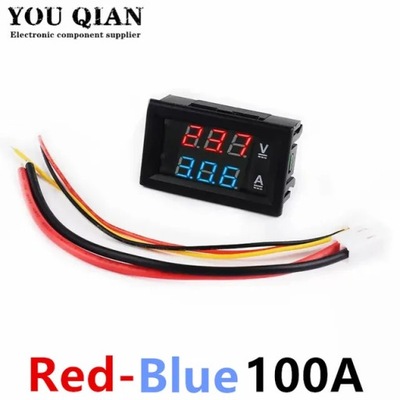 DC0-100V 10A 50A 100A VOLTÍMETRO AMPEROMIERZ ROJO AZUL DIODO LUMINOSO LED AMP  