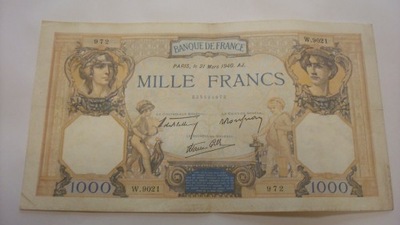 Banknot Francja 1000 franków 1940 stan 3