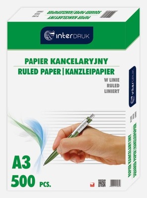 Papier kancelaryjny A3 500 kartek linie Interdruk