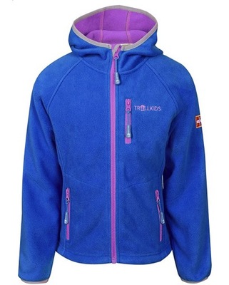 Bluza polarowa z kapturem TROLLKIDS nieb/lila 92