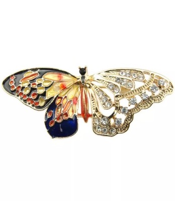 Złota broszka motyl motylek ozdobna cyrkonie