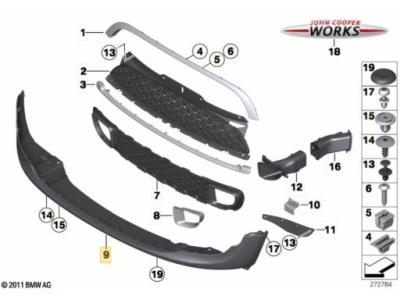 Mini r55 r56 r57 s jcw бампер передний нижний фото №1