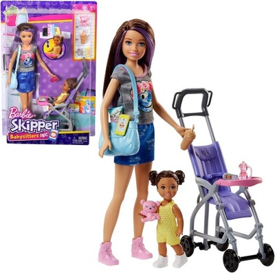 BARBIE LALKA SKIPPER OPIEKUNKA DZIECKO WÓZEK AKCESORIA