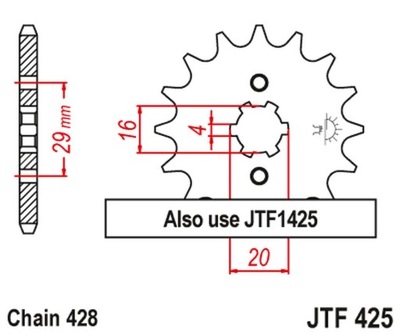 JT KRUMPLIARATIS PRIEKINĖ 425 17 SUZUKI TS 125R '90-'96, RV 125 '07-'15 (42517JT) 