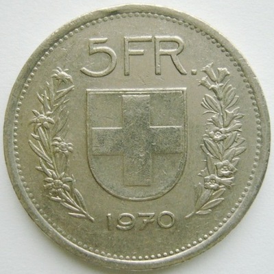 5 Francs franków 1970 Szwajcaria