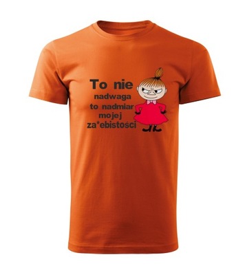Koszulka T-shirt męska D519 MAŁA MI TO NIE NADWAGA pomarańczowa rozm 3XL