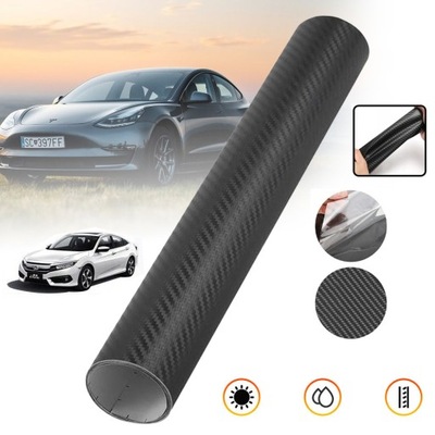 50 X 152CM PVC 5D WLOKNO WEGLOWE NEGRA WINYLOWA PELÍCULA DE AUTOMÓVIL PEGADURA  