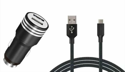 DISPOSITIVO DE CARGA DE AUTOMÓVIL 2XUSB + CABLE USB TIPO C 2,4A  