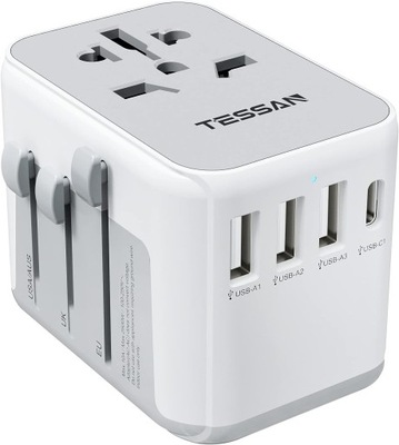 MIEDZYNARODOWY ADAPTER JACKPLUGS TESSAN 35 W, UNIVERSAL POWER UNIT WHITE  