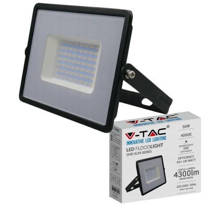 Naświetlacz LED V-TAC 50W SMD E-Series Czarny VT-4051 4000K 4300lm