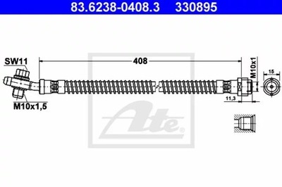 ATE 83.6238-0408 ПАТРУБОК ГАЛЬМІВНИЙ ЕЛАСТИЧНИЙ