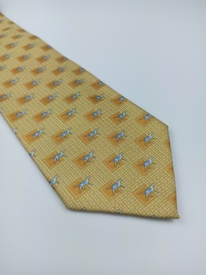 Andrew's Ties żółty jedwabny krawat w psy pieski