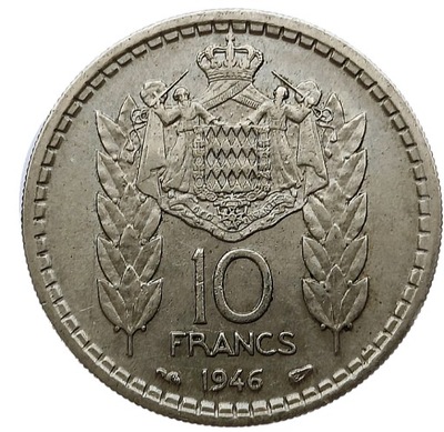 MONAKO MONACO 10 FRANCS 1946 LOUIS II