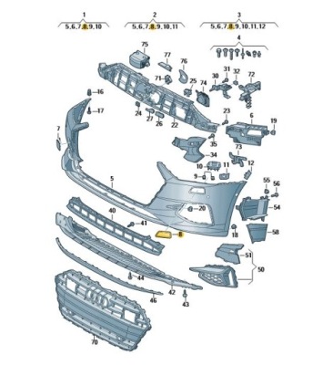 Накладка заглушка омивача бампер права audi a7 c8 фото №1