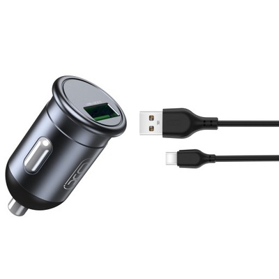 XO ładowarka samochodowa 12 mA CC46 QC 3.0 18W 1x USB szara + kabel USB-C